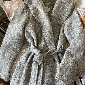 Motherhood Maternity Gray Belted Coat